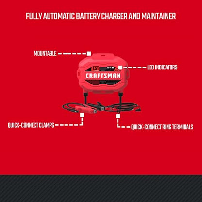CRAFTSMAN 1.5A Car Battery Charger and Maintainer, 3-in-1 Solution, for 6V/12V Power Sport, Automotive, and Marine Batteries, CMXCESM259 (Pack of 2) - size: (Pack of 2)