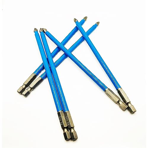 Impact Bit Set, 6pcs Magnetic Ph2 Phillips Long Screwdriver Bits with 1/4 inch Hex Shank-150mm (6 inch) Long for Narrow Space - color: Ph2-150mm(6 Pcs)