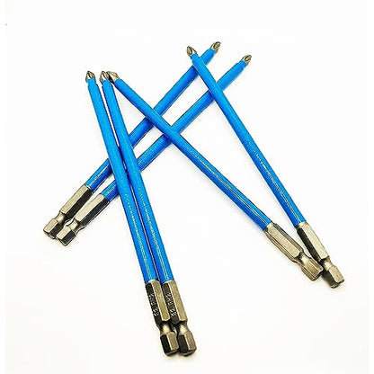 Impact Bit Set, 6pcs Magnetic Ph2 Phillips Long Screwdriver Bits with 1/4 inch Hex Shank-150mm (6 inch) Long for Narrow Space - color: Ph2-150mm(6 Pcs)