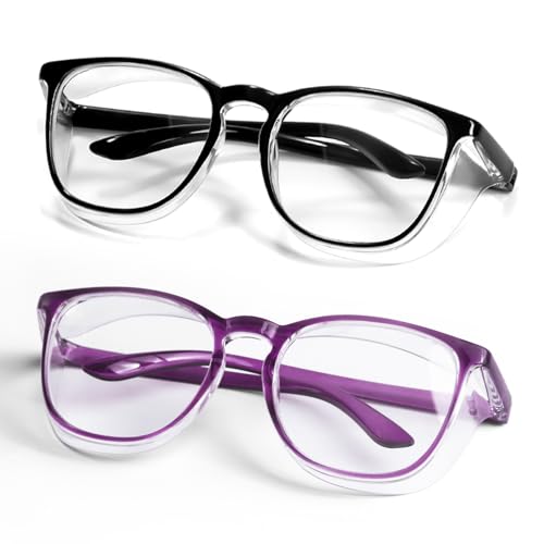 Safety Glasses Anti Fog Goggles Protective Eyewear Blue Light Blocking Anti Dust UV Protection Glasses For Men Women - color: Black+purple