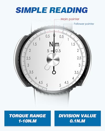 NEWTRY 0.5-5 N.m Torque Wrench with Sockets Set (4-14mm), Precision Torque Meter, 1/4 inch pound Dial Torque Force Tester