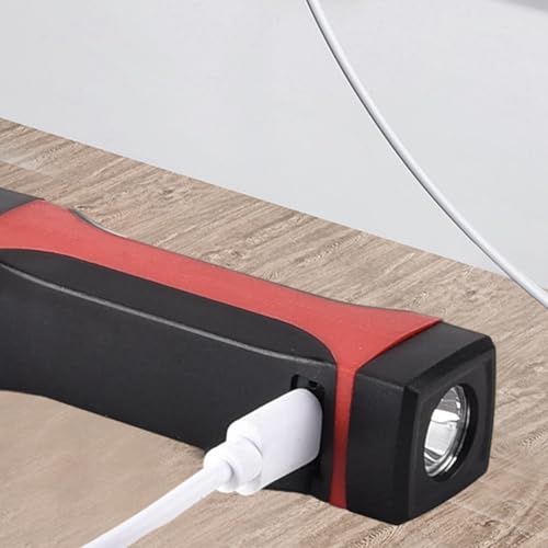 Okhugogo 2X Detachable Neck Light Rechargeable, LED Work Light with Magnetic Base, Hands Free Mechanic Light, Around Neck, Black&Red
