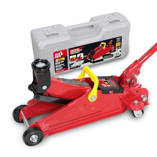 Big RED TAM82012-1 Torin Low Profile Hydraulic Trolley Service/Floor Jack with Blow Mold Carrying Storage Case, 2 Ton (4,000 lb) Capacity, Red - color: Red, size: With Case, style: 2 Ton