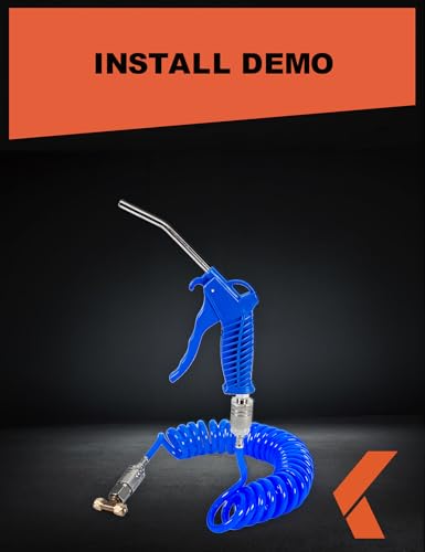 KREFINISH Air Blow Gun kit with Air Blow Gun 16ft(5 Meter) Long PU Air Hose Heavy Duty Cleaning with Long Nozzle Air Duster Blow Gun Kit for Air Compressor