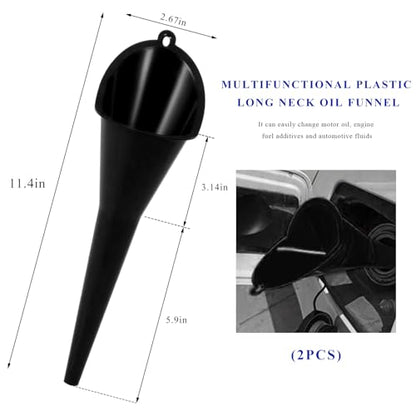 2PCS Oil Funnel, Flexible Multi-Function Automotive Oil Funnel, Spill-Proof Plastic Long Neck Engine Funnels Set for Gas Lubricants Water Diesel Fuel Kerosene, Car Accessories (Black) - color: Black, 2 PCS