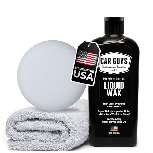 CAR GUYS Liquid Wax | Advanced Car Wax | Superior Protection with a Carnauba Shine | For all Paint Colors and Excellent Black | 8 Oz Kit - size: 8 Fl Oz (Pack of 1)