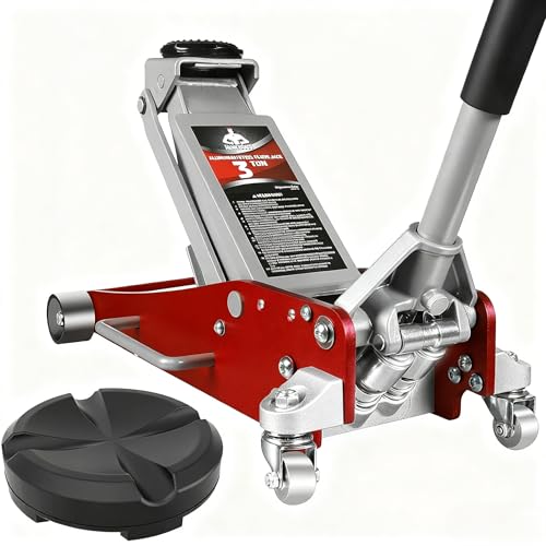 Jack Boss 3 Ton Low Profile, Aluminum and Steel Racing Floor Jack and Jack pad