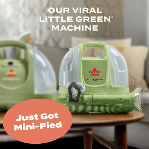 BISSELL Little Green Mini Portable Carpet and Upholstery Deep Cleaner, Car/Auto Detailer, with HydroRinse Self-Cleaning Tool and 4" Tough Stain Tool, Tea Green, 4075 - color: Tea Green, style: Little Green Mini