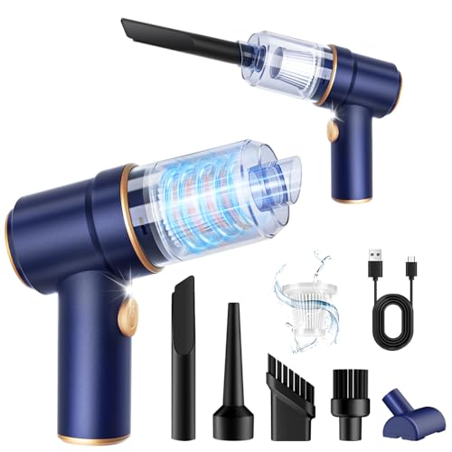 KMM Handheld Car Vacuum Cleaner, 9000Pa Vacuum Cleaner and Air Duster, 120W High Power Hand Held Vacuum with LED Light and Multi-Nozzles for Car, Home, Office, Pet - color: Blue