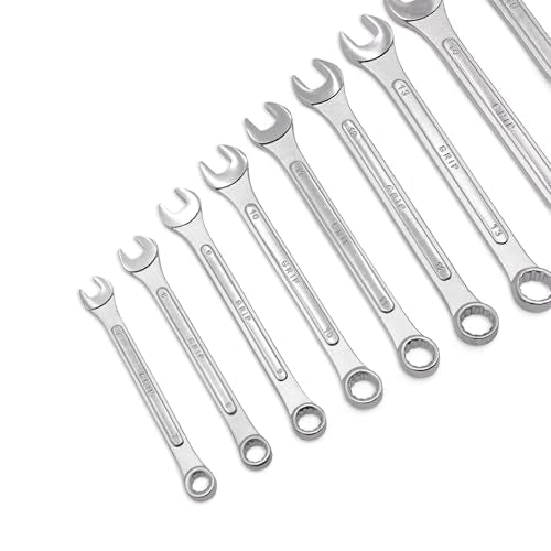 Grip 24 pc Raised Panel Combination Wrench Set MM/SAE - 12 point - Metric 7mm to 22mm - SAE 1/4” to 1" - Roll-up Storage Pouch - Household, Garage, Auto Repairs, Cars, Trucks, Boat