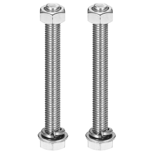 MECCANIXITY M10 x 90mm 304 Stainless Steel Hex Head Screws Bolts, Nuts, Flat & Lock Washers Assortment Kit, Fully Threaded, Bright Finish for Home, Electronic, Machine, 2 Sets - size: M10 x 90mm