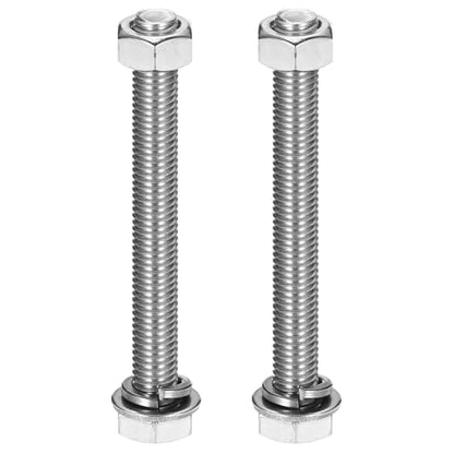 MECCANIXITY M10 x 90mm 304 Stainless Steel Hex Head Screws Bolts, Nuts, Flat & Lock Washers Assortment Kit, Fully Threaded, Bright Finish for Home, Electronic, Machine, 2 Sets - size: M10 x 90mm