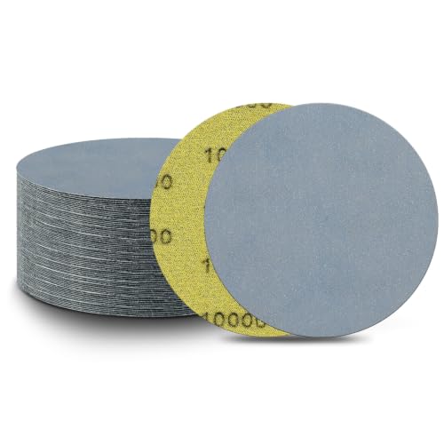 100 PCS 10000 Grit 3 Inch Hook and Loop Sanding Discs | Ultra-Fine Grinding, Wet Dry, Silicon Carbide, Round Sandpaper, for Wood Metal or Auto, for Drill Polishing Kit - style: 10000 Grit