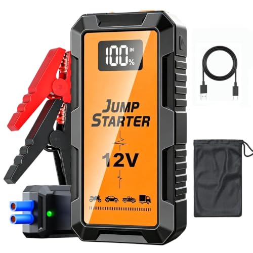 6000A Car Jump Starter, Battery Jump Starter Portable for 6L Gas/4L Diesel Engines,12V Battery Jump Box with Jumper Cables, Power Bank with USB Type-C Ports