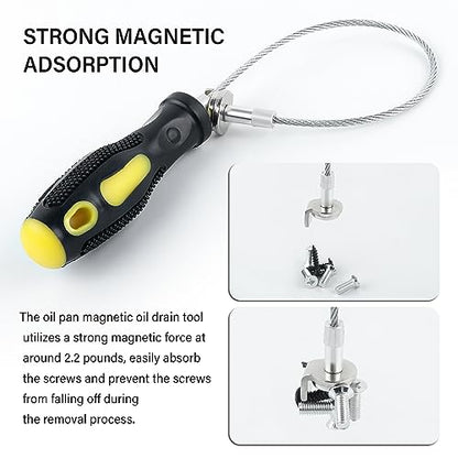 Aokdom Flexible Magnetic Oil Drain Plug Removal Tool,14.5inch Oil Drain Plug Tool with Strong Magnetism,Must Have Car Tools Fit Most Oil Pan Plug Screw Removal