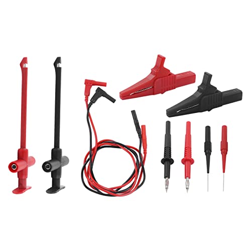 Multimeter Alligator Clips Test Leads Kit, Eectrical Alligator Clips Probe Test Kit,19A JT8001‑1 Crocodile Clip Wire Piercing Needle Probe 0.7mm Multimeter Accessories for Electronic Repair