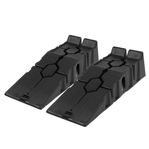 Alomejor Car Ramp PP Automotive Leveling Ramp 6000 Lbs per Pair Anti Slip Grooves Drainage Design 6.7 in Lift for Home Garage Shop Low Profile and Sports Cars