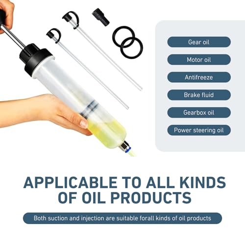 Automotive Fluid Extractor Pump, 200cc Oil Syringe Transfer Tool | Manual Fluid Extractor Pump, 200cc Oil Syringe Suction Tool, Transfer Gear Brake Power Steering Fluid, Automotive Siphon