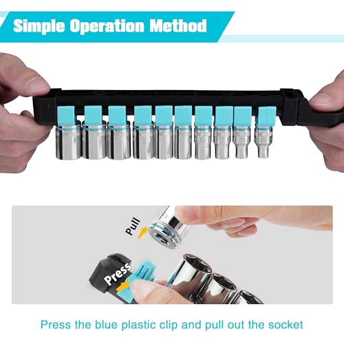DURATECH 1/4" Drive Socket Set, Metric Socket Set 10PCS, Mechanic Metric Socket Sets with Storage Rack, 6-Point Shallow Socket Set, 4mm, 5mm, 6mm, 7mm, 8mm, 9mm, 10mm, 11mm, 12mm, 13mm - size: 1/4 inch