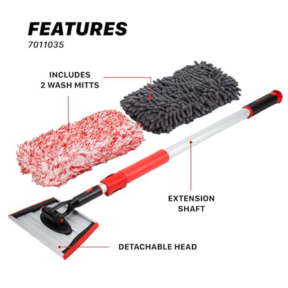 Maxshine Universal IncrediStick Car Wash Stick & Mitt – Extends to 4ft with Lightweight Aluminum Handle, Microfiber & Chenille Covers – Compact Auto Detailing Tool for Cars, Trucks, SUVs & RVs