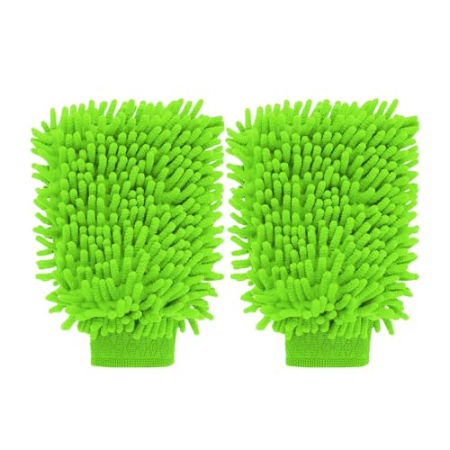 Premium Chenille Car Wash Mitt - Ultra-Soft, Scratch-Free, and Lint-Free Microfiber Mitt for Superior Car Wash Kit, Car Detailing, and Car Cleaning Supplies (2)
