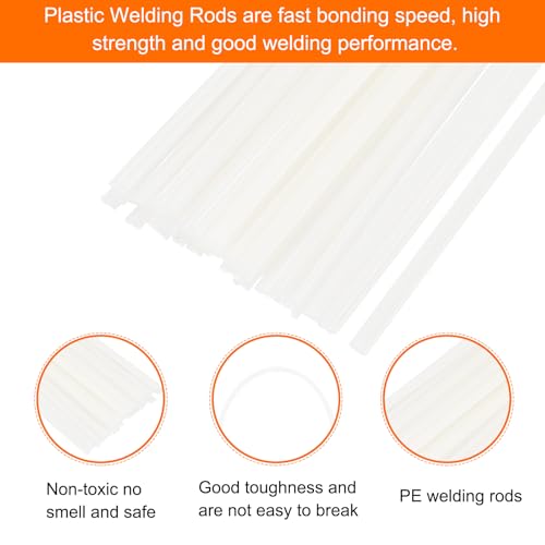 MECCANIXITY 30pcs 8 Inch Plastic Welding Rods PE Welding Strips Welder Rods for Plastic Welder, Car Bumper, Kayak Repair, White - color: White