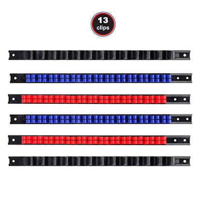 CASOMAN 6 Piece Screwdriver Organizer and Wrench Organizer, Hand Tool Holder, Plastic Rail Wrench Hanger with Clips - size: 6pcs