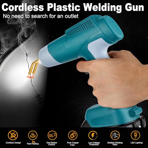 Cordless Plastic Welder Gun Compatible with Maki-ta 18V Battery with 600PCs Hot Staples Plastic Welding Kit for Car Bumper and other plastic Repairing(No Battery)