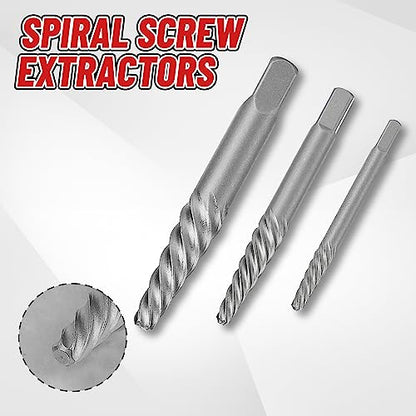 14 Pieces Screw Extractor Set Left Hand Drill Bits Set | Removing Stripped Screws and Broken Bolts 35# Cr-Mo & 6542 HSS Steel Cobalt Easy Out Broken Bolt Extractor Kit