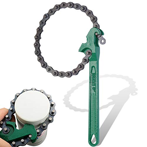 9 Inch Heavy Duty Ratcheting Chain Wrench Reversible Oil Filter Tool Pipe Fittings Tools Fit Max 5 Inch Diameter With Toothed Chain - color: 9" Chain Wrench