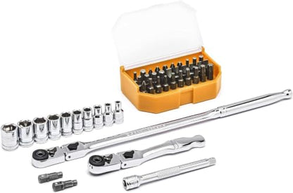 GEARWRENCH Drive 6 Pt. Standard Slim Head Mechanics Tool Set, Metric - 81032,45 Pc. 1/4" (Pack of 12) - size: 45 Pc. 1/4" (Pack of 12), style: 6 Point Standard Slim Head