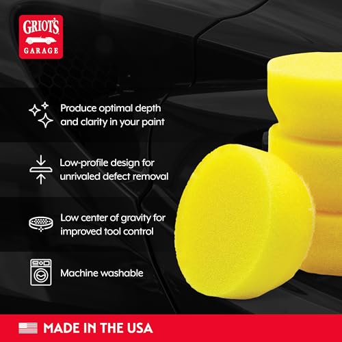 Griot's Garage 1” Perfecting Foam Pads for Car Polishing and Detailing, Buffing Pads for Paint Correction, Polishing, and Waxing, Yellow, Set of 6 - size: 1 Inch Pads (Set of 6)