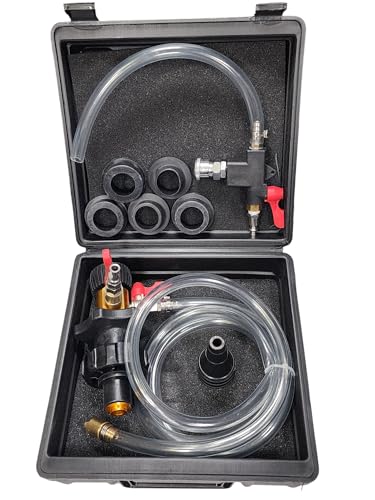 VCT 8pc Coolant System Refiller Kit, 3 Adapters, Remove Air Trapped in Cooling System, Test Radiator and Heating Core Lines for Leaks, Fits Most Radiator Necks and Coolant Reservoirs