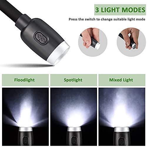 LEDBOLIK Neck Reading Light Black, 800mAh Rechargeable Book Light for Reading in Bed – 6 Brightness, Bendable Arms, Hands Free for Knitting, Crocheting - color: 800mAh Black