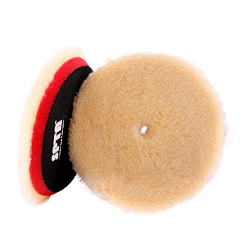 SPTA Wool Polishing Pads, 2Pcs 5 Inch (125mm) Wool Cutting Pad, Yellow Wool Buffing and Polishing Pad Set, Wool Buffing Wheel for Medium Cut for 5Inch Car Polisher Polishing, Buffing and Cutting - color: 2Pcs 5Inch Yellow Coarse Wool, size: 5 Inch (125mm)