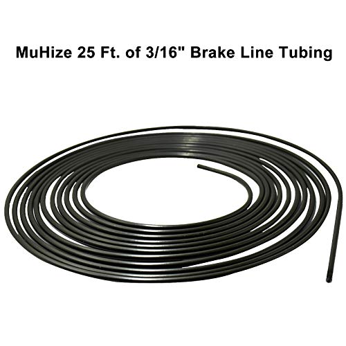 MuHize Brake Line Tubing Kit 3/16 inch 25 Feet with 16 Flare Fittings - Rust-Proof PVF Coated Steel Roll Flexible Tubing for Cars, Trucks, SUV - Compatible with Ford, GM, Honda, Toyota Vehicles - color: Black