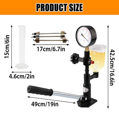 600Bar 8700PSI Diesel Fuel Injector Tester Kit, Diesel Injector Nozzle Tester for Adjust Injector Nozzle Pressure and Testing Diesel Injector Nozzle Pop Pressure Tester with Dual Scale Gauge