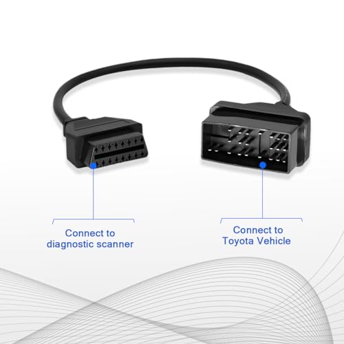 OBD2 Adapter Cable for Toyota Vehicles 22Pin OBD2 16Pin to OBD1 22Pin OBDII Car Diagnostic Connector Compatible with OBD II Diagnostic Scanner (22Pin for Toyota)