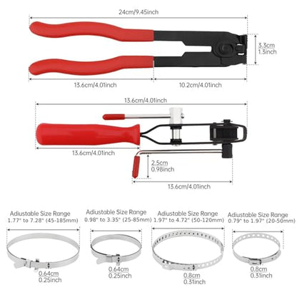 CV Joint Boot Clamp Pliers Kit Clamp Pliers & Ear Clamp Banding Tool with 20PCS CV Boot Clamps Ear Type/No hole, Adjustable Axle Joint Crimp Tool for UTV ATV Most Cars
