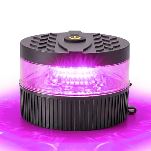 Battery Operated Purple Beacon Strobe Light w/Magnetic Base, Portable USB-C Rechargeable Mini Roof Top LED Warning Emergency Flashing Lights for Funeral Escort Trucks, Vehicles, Car 1-Pcs - color: Purple