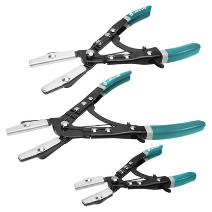 LIBRATON Hose Clamp Pliers, 3PCS Ratchet Hose Pliers, Hose Pinch Pliers Automotive, Hose Clamp Tool, Ratcheting Hose Pinch Off Pliers for Fuel, Flexible, Radiator Hose, with Storage Bag, 8" 10" 12" - style: Metal Pilers