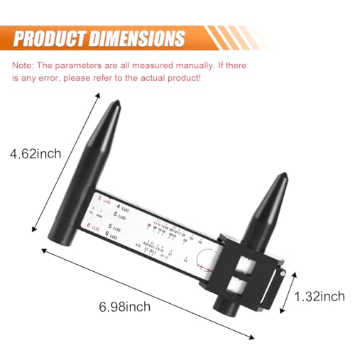 KITUREK PCD Gauge Ruler, Wheel/Rim Bolt Pattern Sliding Measuring Tool, Car Wheel Lug Bolt Pattern Gauge PCD Ruler for 4 5 6 8 Holes Sliding Caliper