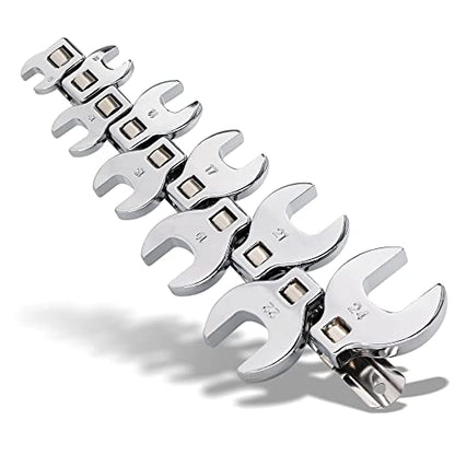 Crows Foot Wrench Set (Metric) Easily Access Hard-To-Reach Areas, Ideal for Tight Spaces, Great for Automotive Repair Work - Includes Sizes: From 10MM to 24MM - 10-Piece Kit With Clip-on Organizer - style: Metric (mm)