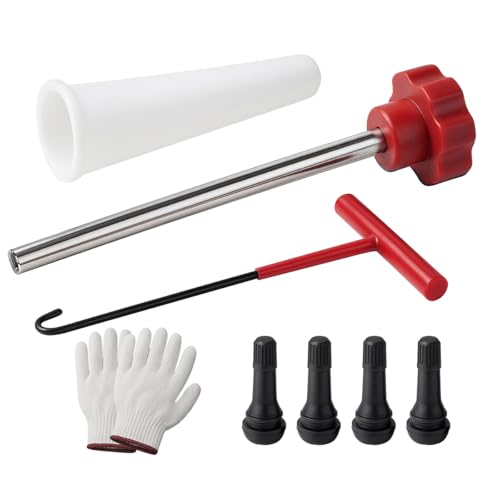 7PCS Tire Valve Stem Tool Kit Replacement Installation Set Red | Steel construction, valve removal and mounting functions, includes tire repair accessories, universal fit, car accessories - color: Red, size: 7PCS