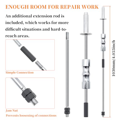 11 Piece Inner CV Axle Removal Tool, Heavy Duty Slide Hammer Puller Set | 63mm 48mm CV Joint Fork, Outer CV Joint Adapter and Steel Cable Adapter, Front Wheel Drive Axle Half Shaft Removal Tool Kit - size: 11pcs