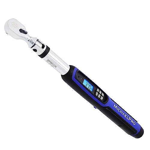 MichaelPro 3/8 Flex Head Digital Torque Wrench with Angle Function, 10 to 100 ft-lbs (10 to 135 Nm), Target Torque Multi-Alert System, 10 Available Presets | MP001226 - size: 3/8" Drive Flex Head