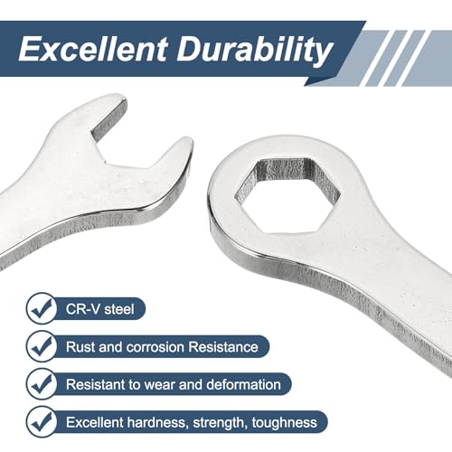 HARFINGTON 2Pcs Mini Super Thin Combination Wrench 7mm Metric 6-Point Box and Open End Stainless Steel Double Ended Spanner Tool for Automotive Pipe Furniture Machinery DIY Repair, Silver - size: 7mm