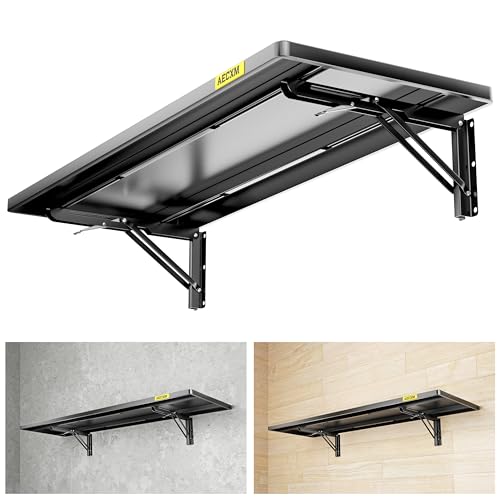 Aecxm 1.2x3ft Adjustable Rail Type Folding Storage Rack Shelf, Suitable for Garage, Storage Room, Kitchens Wall Shelf,Garage Storage Rack Floating Shelves,Folding Panels (1pcs-Black) - color: Black, size: 1.2x3ft