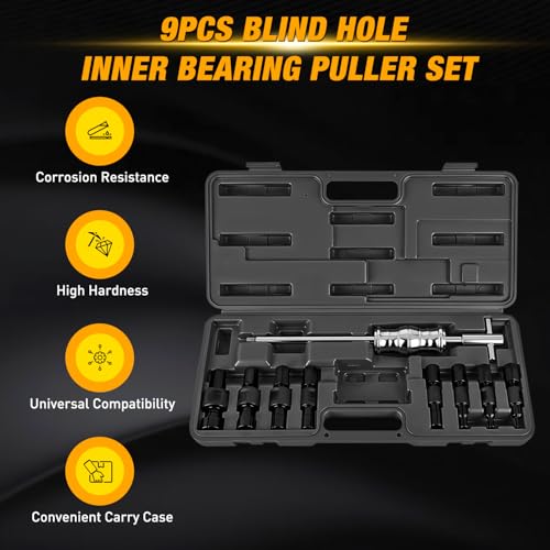 GOOACC 9PCS Blind Inner Bearing Puller Set, Slide Hammer with Expandable Collets 8-32MM Blind Hole Collet Bearing Slide Hammer Puller Set Internal Pilot Bearing Removal Tool for Axles Bearings, Black - color: 9pc Blind Inner Bearing Puller Black