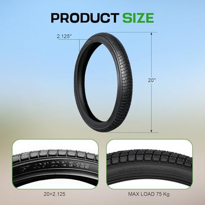 2-Pack Mountain Bike Tires Replacement 20/24/26-inch Bike Tire with Anti-Stab Weave, Folding Mountain Bicycle Tires and Tubes - color: 20x2.125